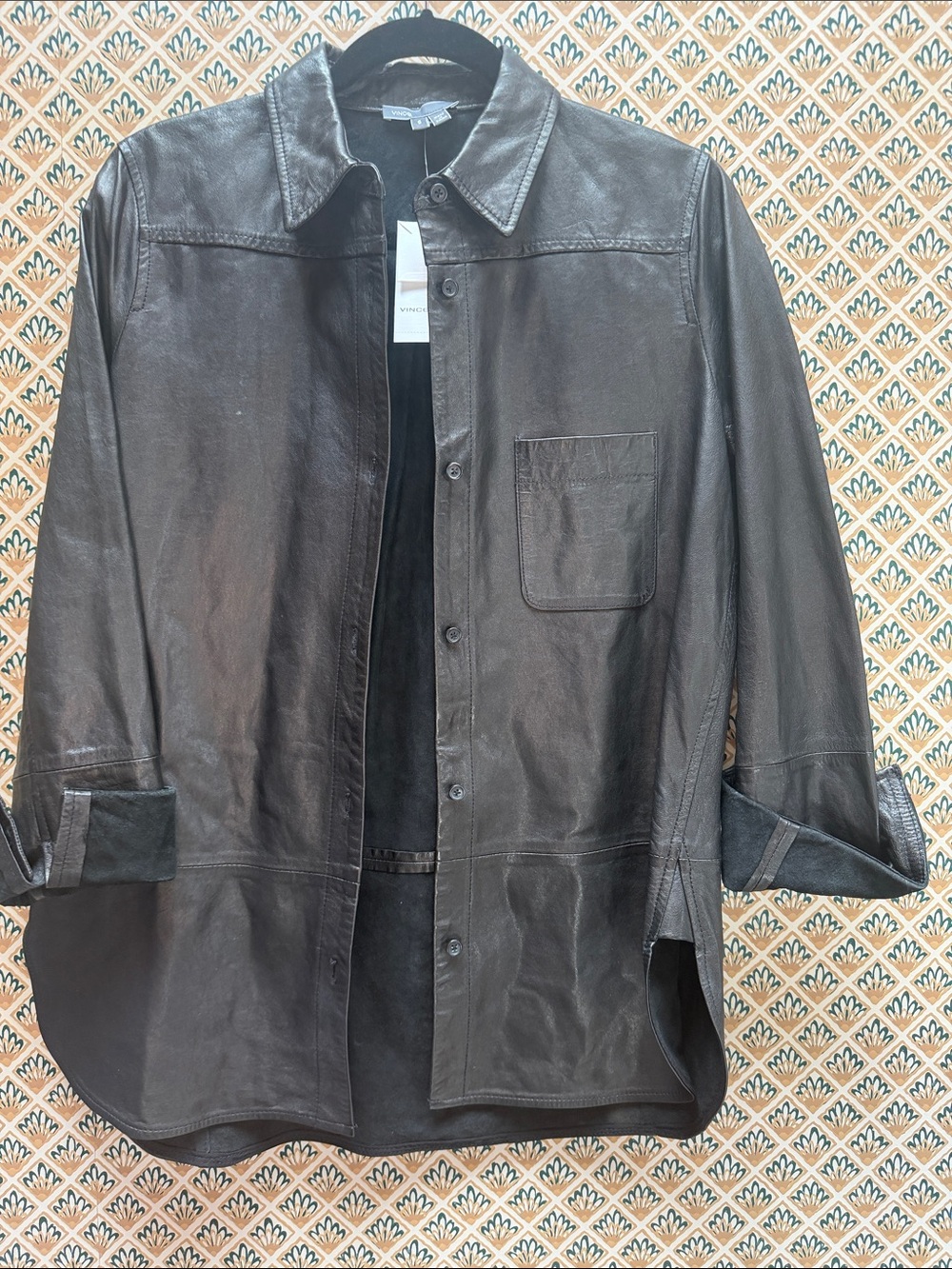 Women’s Black Leather Shirt Jacket